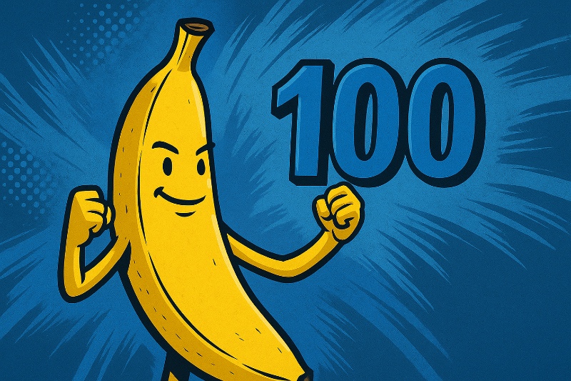 Grafik: Der 100. Artikel ist da – banahlen feiert sein erstes heimliches Jubiläum!